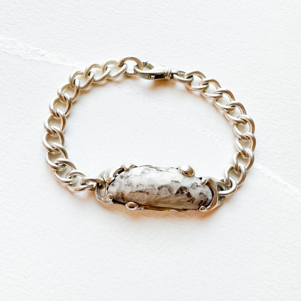 Calcite ID Bracelet in Silver