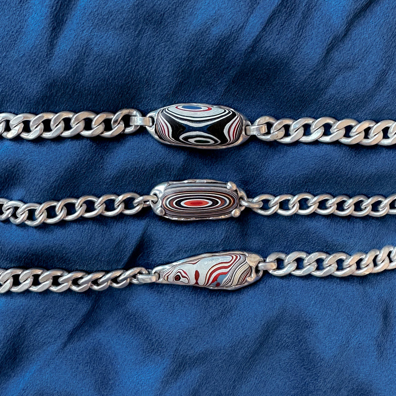 Fordite ID Bracelet #1 in Silver