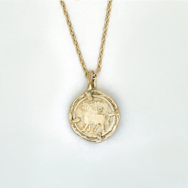 14k gold Molten Zodiac Coin Charm