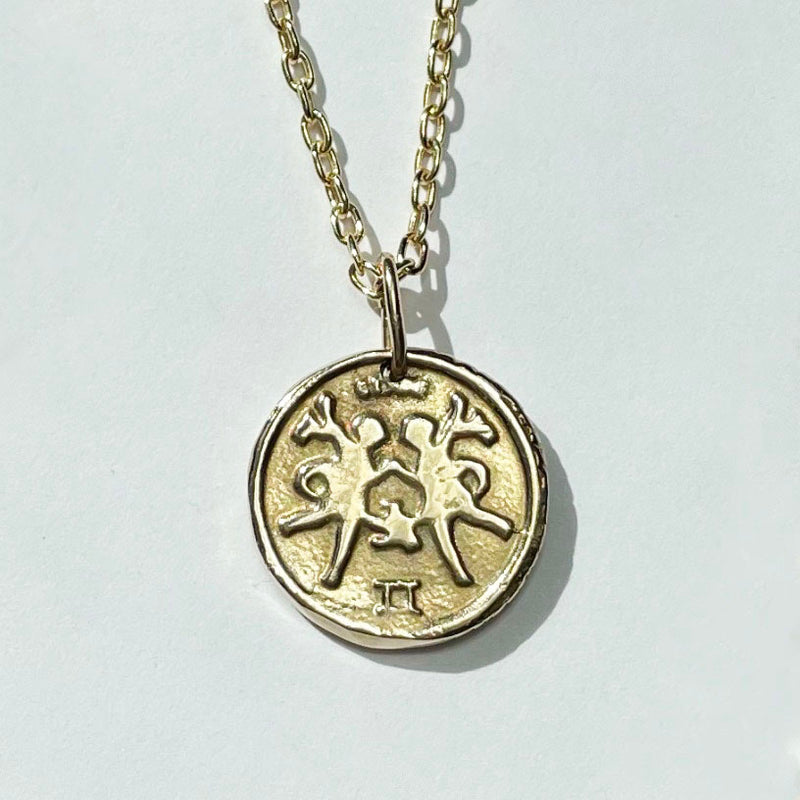 14k Gold Zodiac Coin Charm Necklace