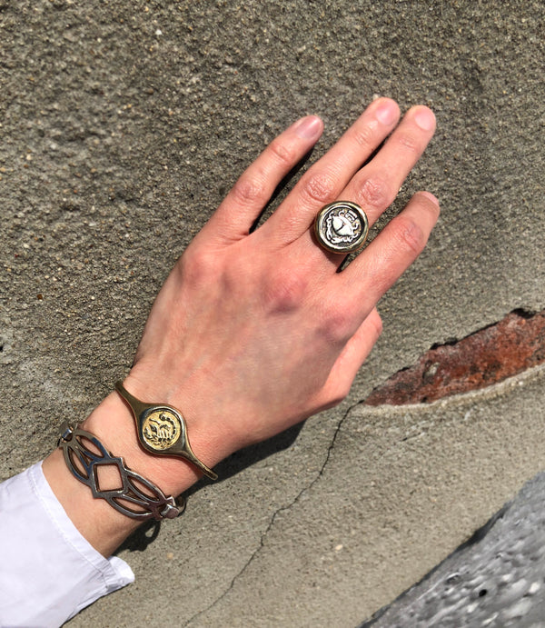 Solid gold Zodiac signet ring