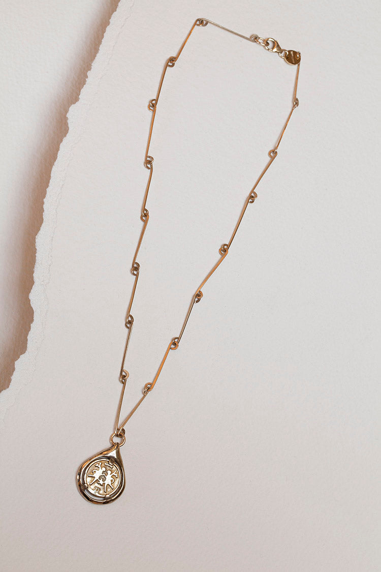 Zodiac Tear Necklace with Bone Chain